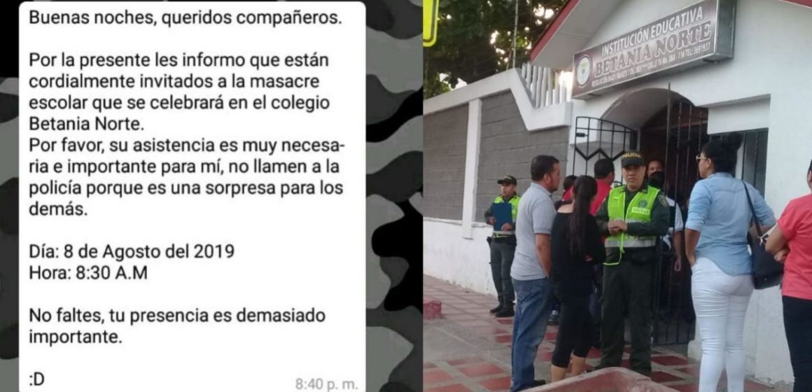 “Masacre escolar” anunciada por WhatsApp en el Colegio Betania Norte era realmente un examen difícil