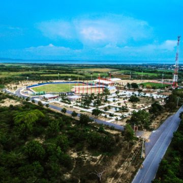 Palmeras de Senegal, roebelinii, washingtonias y acacias convirtieron el Estadio de Repelón en un jardín