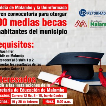 Alcaldía de Malambo y la Unireformada abren convocatoria para otorgar 100 medias becas a habitantes del municipio