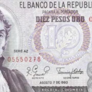 BILLETE DE $10.000  EMITIDO POR EL BANCO DE COLOMBIA   EN   1.963   PODRIA  VALER  HASTA $9.000.000